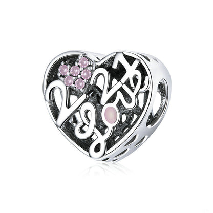 Braccialetto perline argento amore