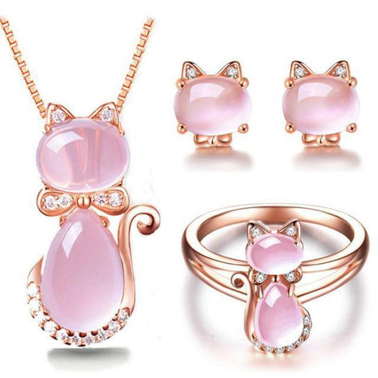 Set gioielli gatto oro rosa