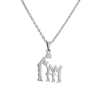 Collana acciaio titanio madre-figlio