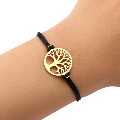Bracciale corda nera acero