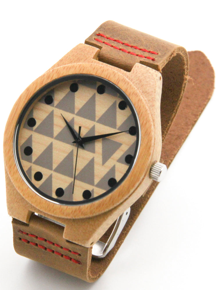 Orologio pelle cinturino bambù
