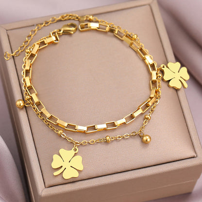 Bracciale quadrifoglio con ciondolo