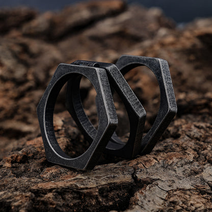 Anello titanio retrò minimalista