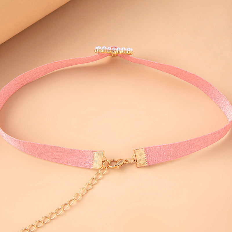 Collana Choker Charm Cuore Perla