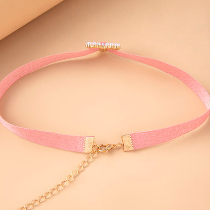 Collana Choker Charm Cuore Perla