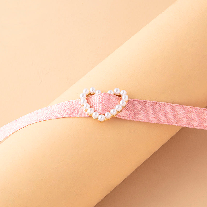 Collana Choker Charm Cuore Perla