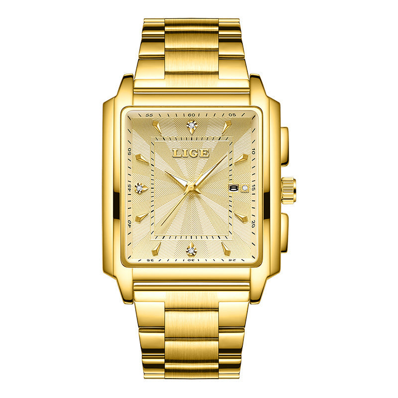 Orologio uomo quadrato acciaio quadrante grande