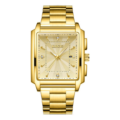 Orologio uomo quadrato acciaio quadrante grande