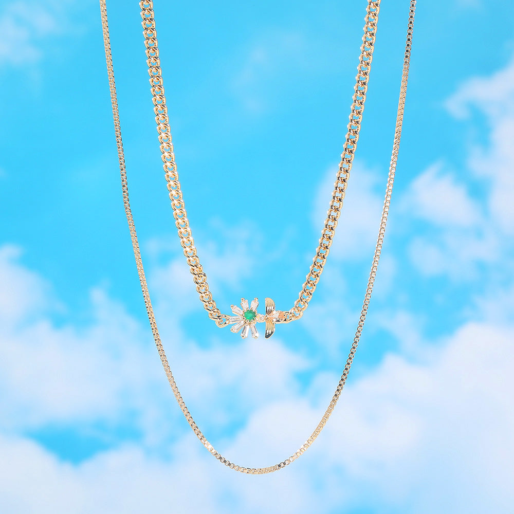 Collana farfalla fiore multistrato