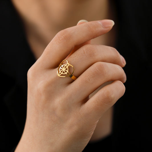 Anello titanio cuore traforato