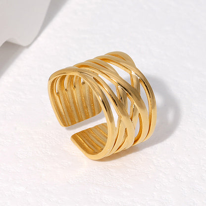 Anello geometrico titanio lineare