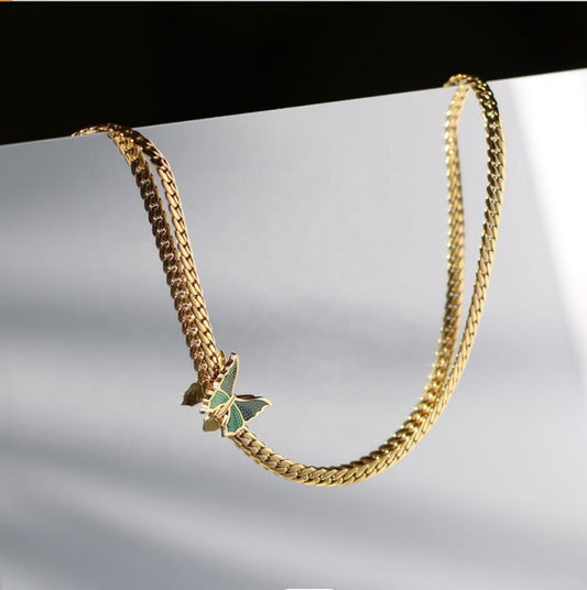 Collana cubana farfalla verde