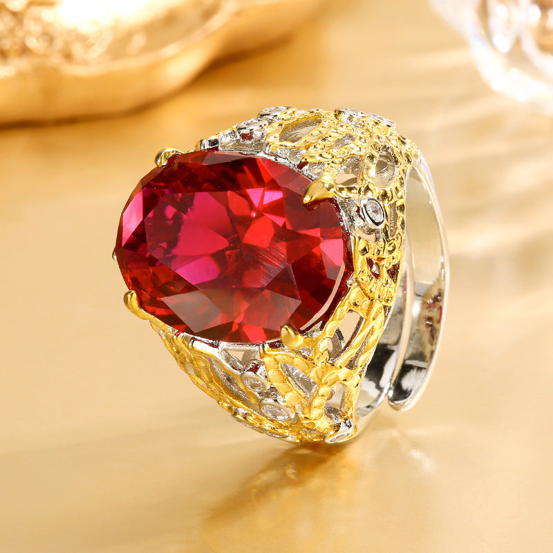Anello oro cristalli blu