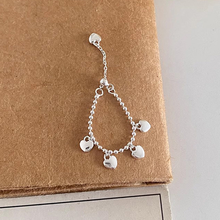 Anello catena cuore argento