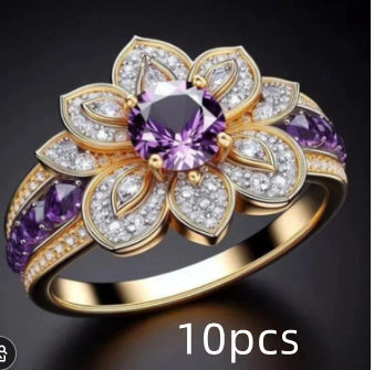 Anello Fiore di Loto in Oro e Ametista