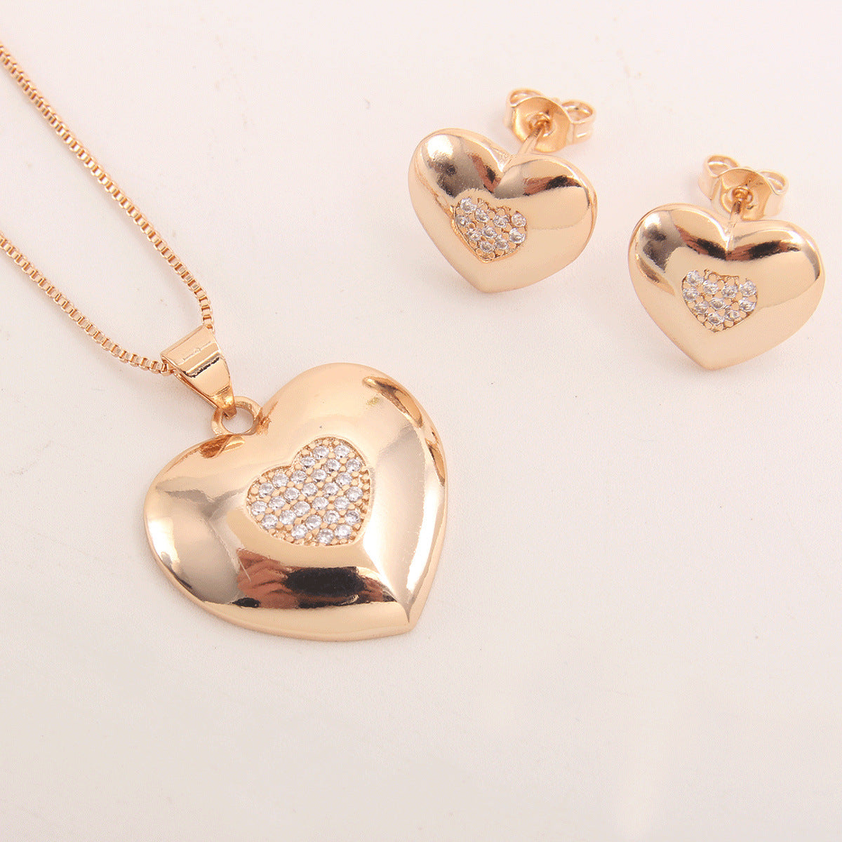 Set collana cuore con zirconi