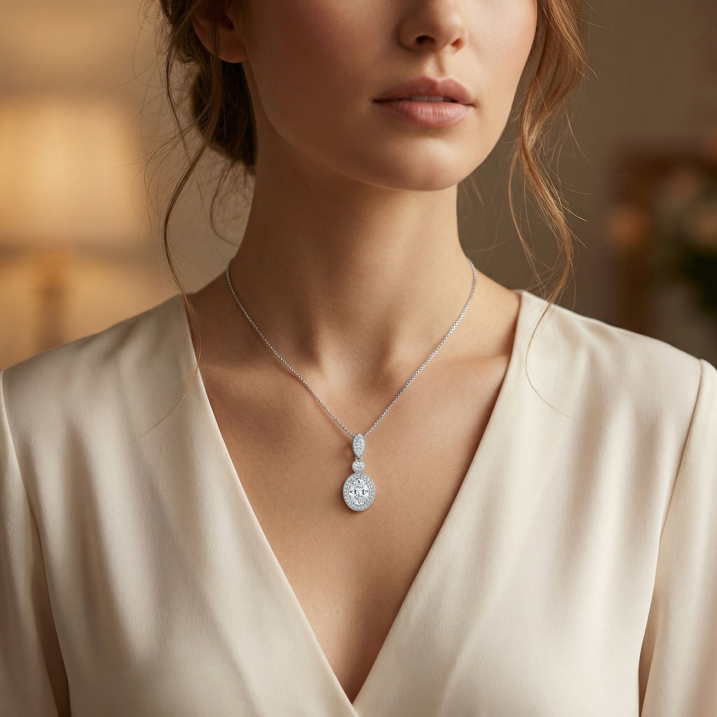 Collana ciondolo ovale triplo