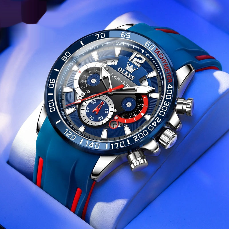Orologio silicone al quarzo luminoso multifunzione da uomo