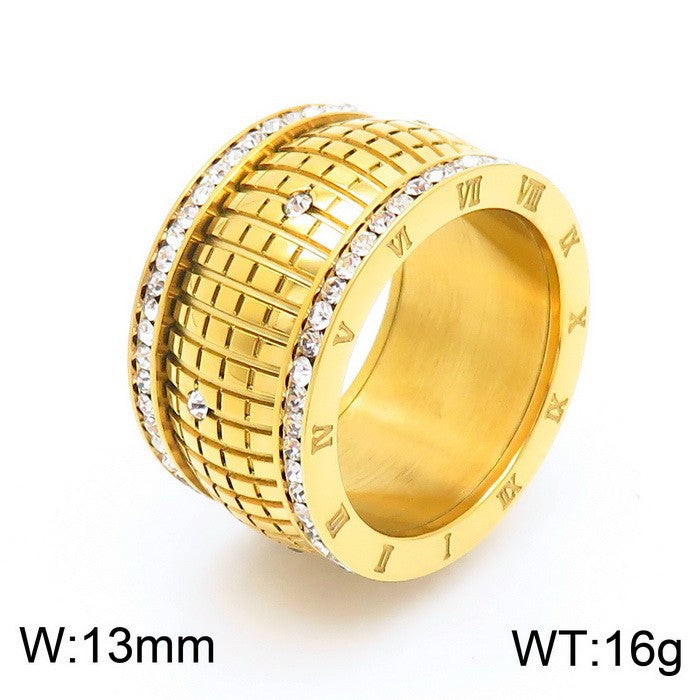 Anello Lettera Romana Strass