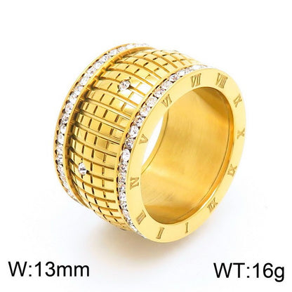 Anello Lettera Romana Strass