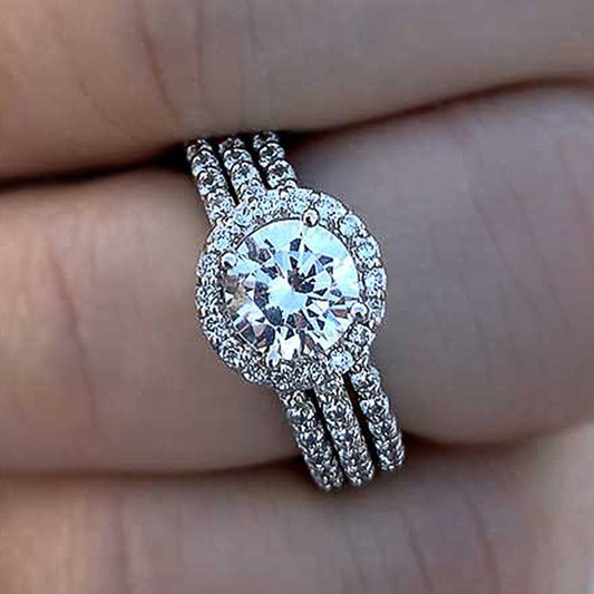 Anello zircone geometrico semplice
