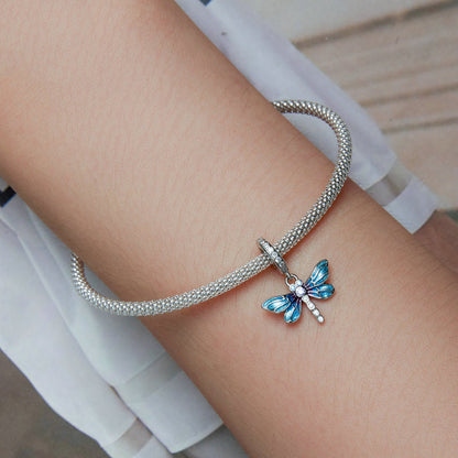 Ciondolo libellula blu argento