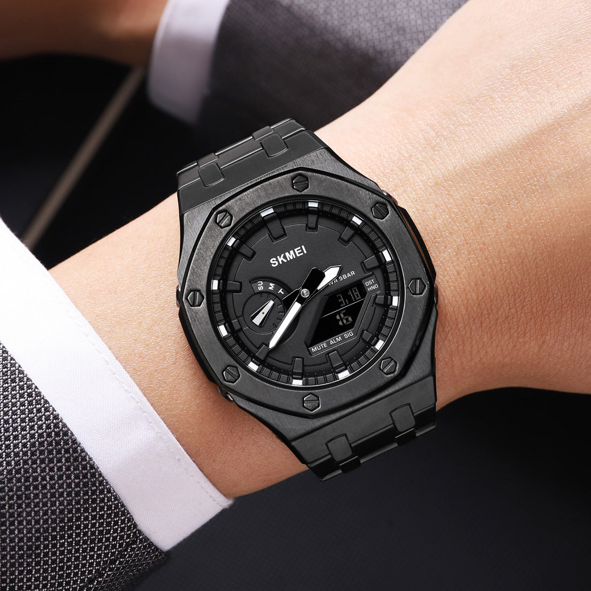 Orologio doppio quadrante quarzo multifunzionale da lavoro
