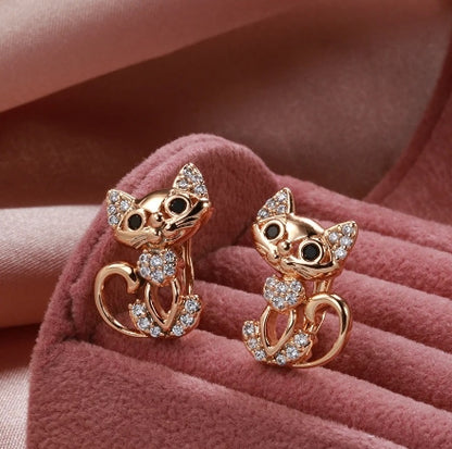 Orecchini gatto zircone