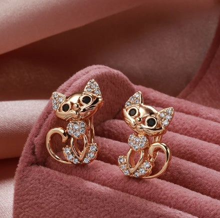 Orecchini gatto zircone