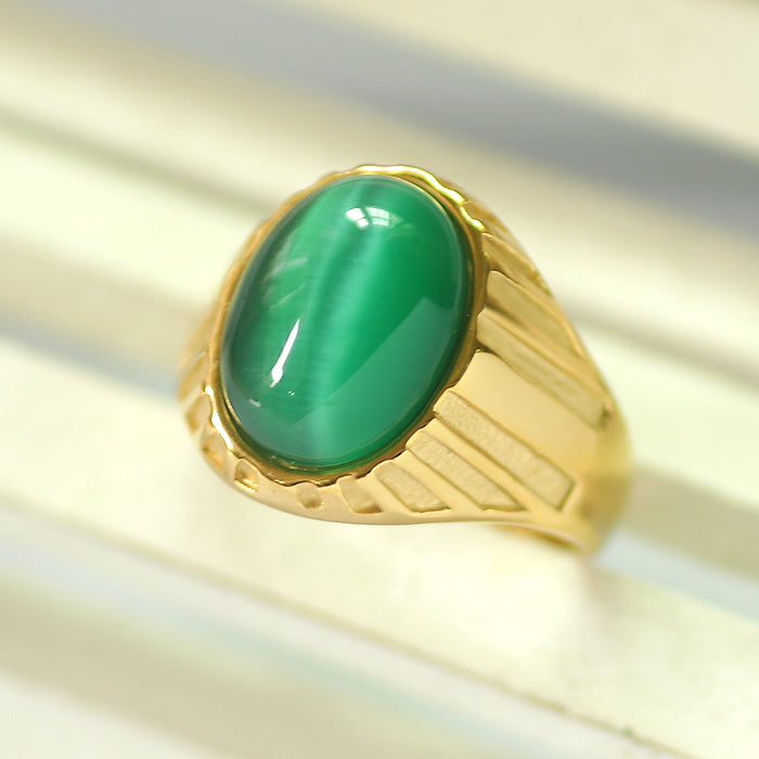 Anello opale verde da uomo