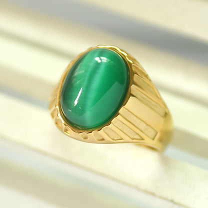 Anello opale verde da uomo