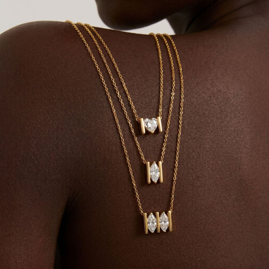 Collana cuore diamanti marquise