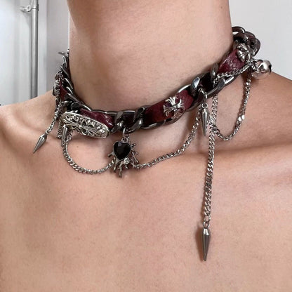 Choker pelle e metallo