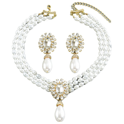 Set collana e orecchini perle geometriche