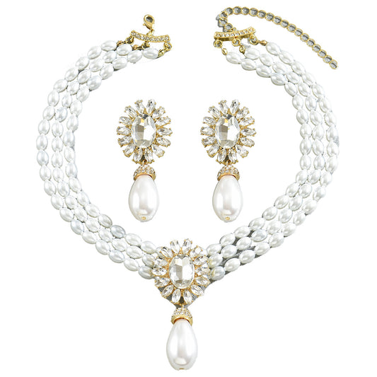 Set collana e orecchini perle geometriche