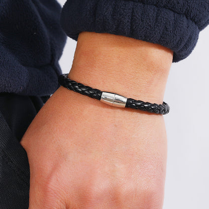 Bracciale pelle intrecciata imitata