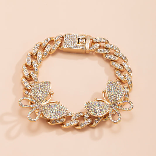 Cavigliera butterfly strass