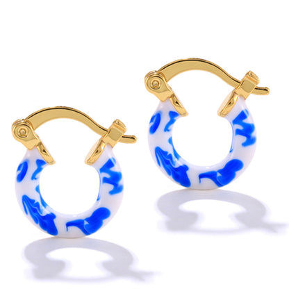 Orecchini blu e bianco stile cinese