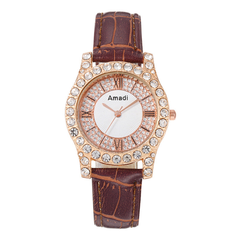 Orologio da donna con diamanti e numeri romani