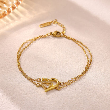 Bracciale cuore zirconi regolabile