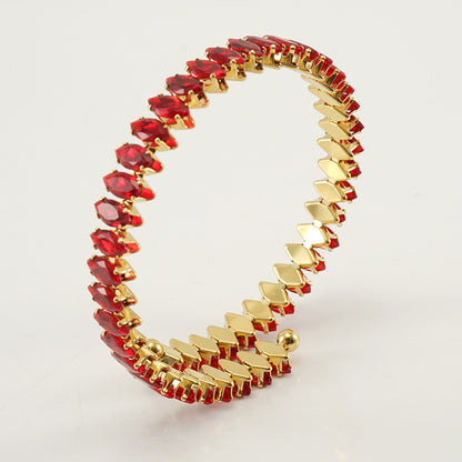Braccialetto geometrico aperto con strass