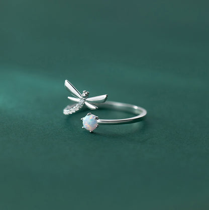 Anello libellula opale