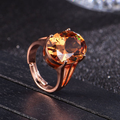 Anello zircone champagne ovale
