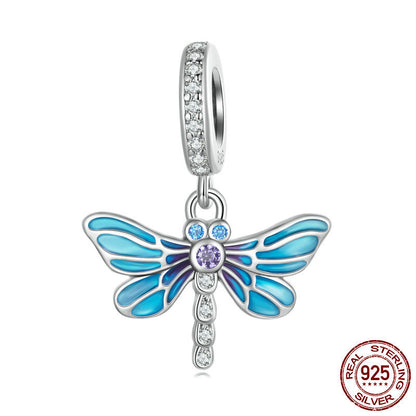 Ciondolo libellula blu argento
