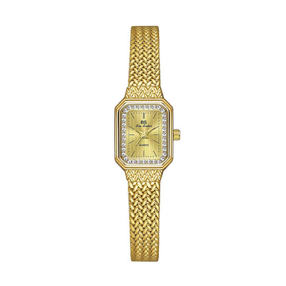 Orologio quadrato a mesh dorato