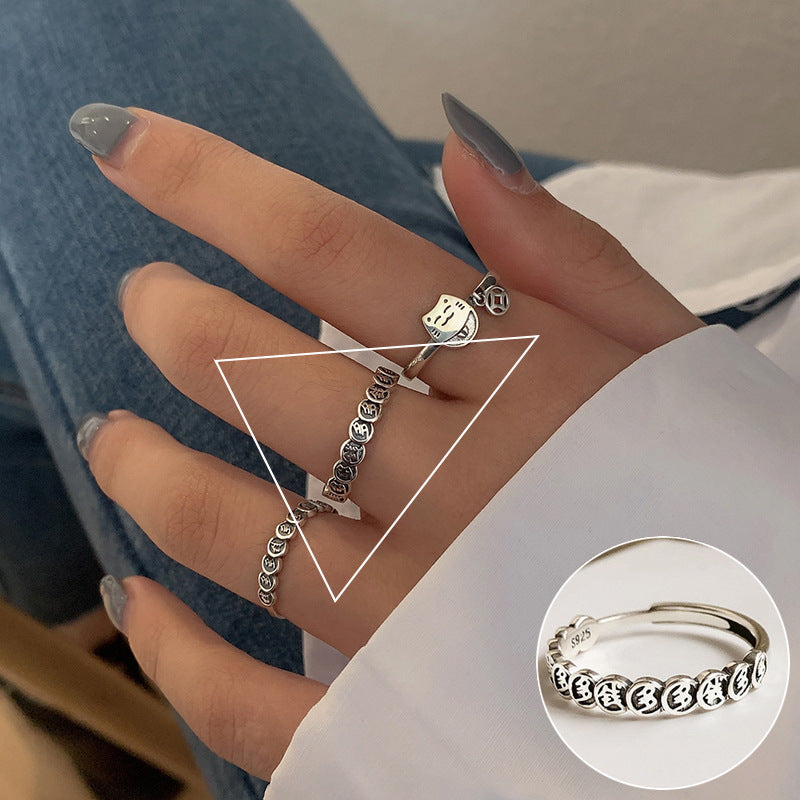 Anello aperto geometrico argento