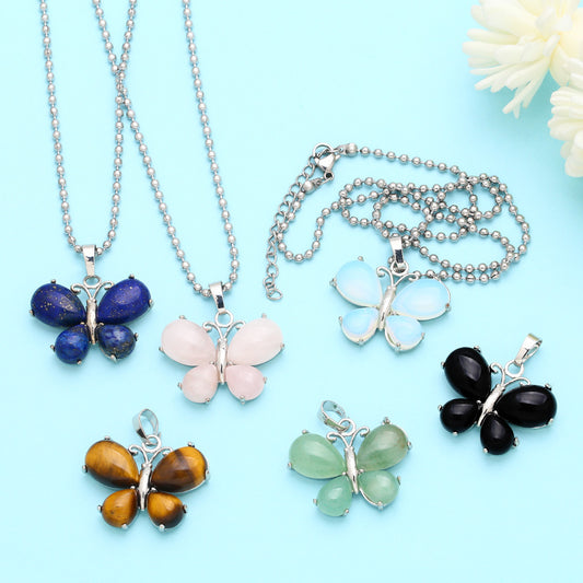Collana farfalla agata e cristallo