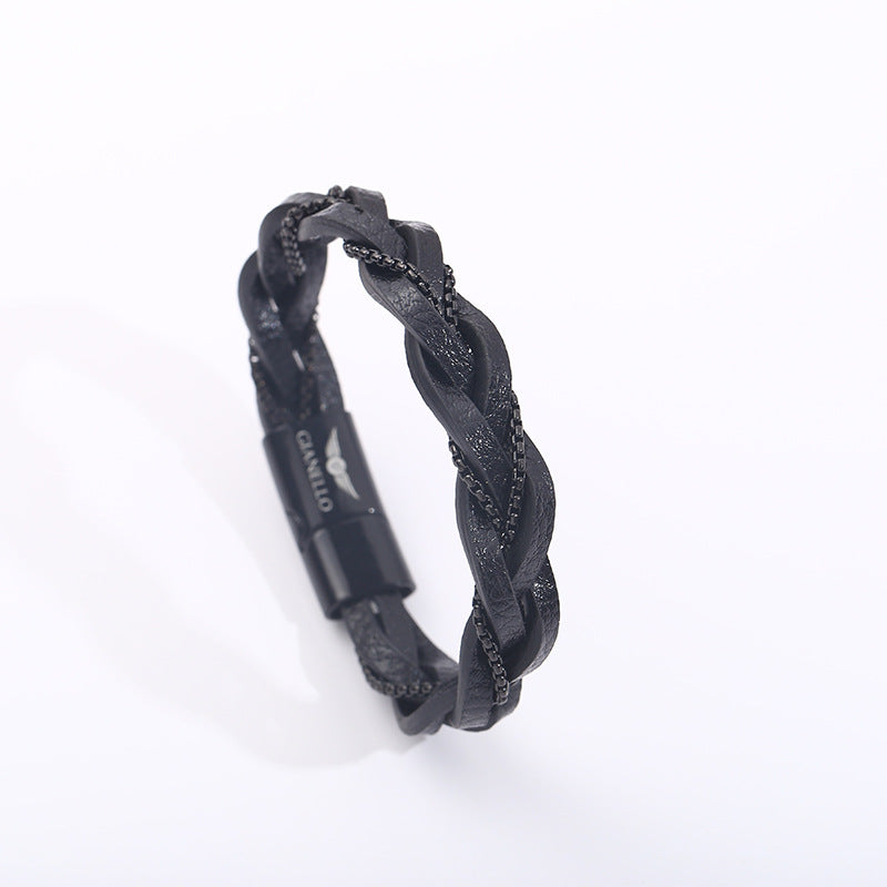 Bracciale pelle intrecciata unisex