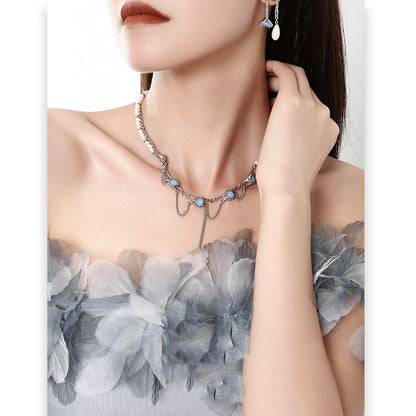 Collana Vetro Blu Geometrica