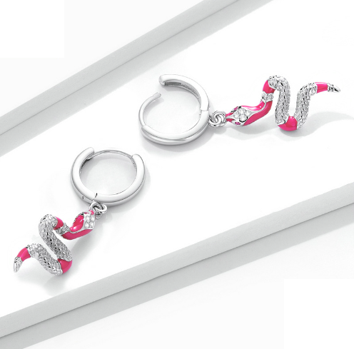 Orecchini serpente argento placcato platino